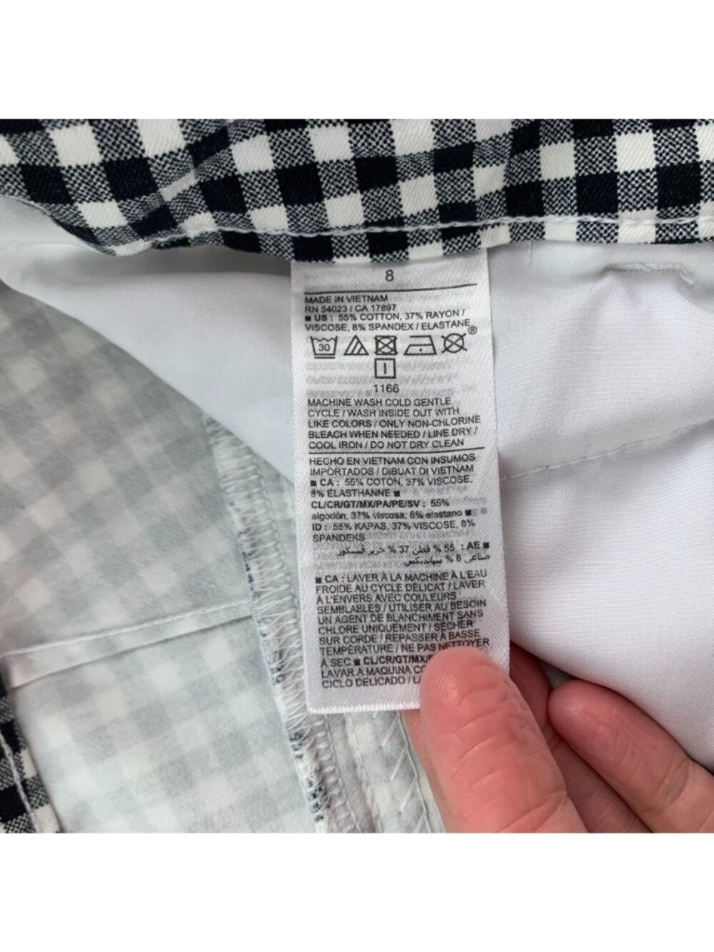 Old Navy Black White Gingham Checkered Stretch Canvas High Rise Pixie Pant 8 - Picture 6 of 8